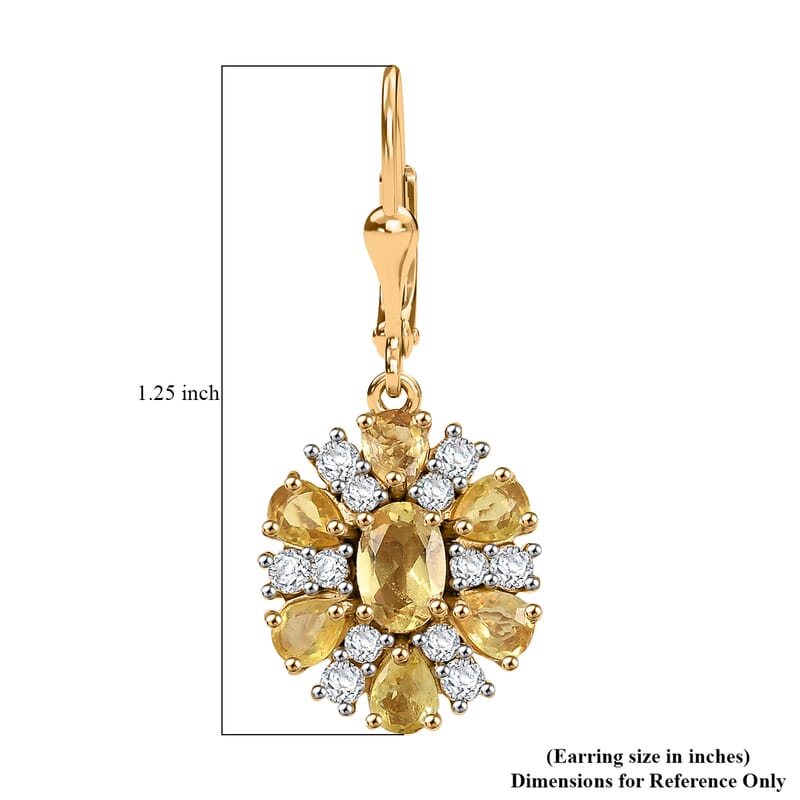 D'Joy Premium Brazilian Heliodor and Multi Gemstone 4.15 ctw Sunrays Earrings in 18K Vermeil Yellow Gold Over Sterling Silver
