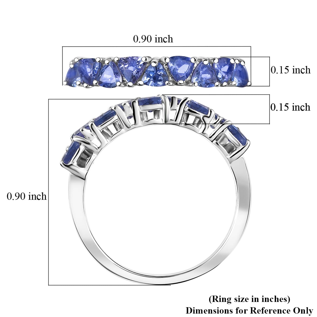 D'Joy Tanzanite 1.20 ctw Ring in Rhodium Over Sterling Silver (Size 10.0) image number 5