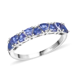 D'Joy Tanzanite 1.20 ctw Ring in Rhodium Over Sterling Silver (Size 7.0)