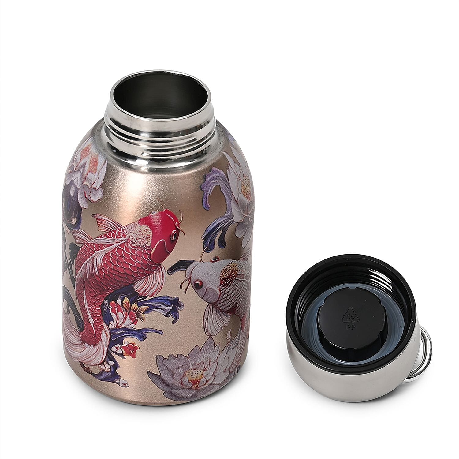 Koi Fish and Lotus Pattern 260ml Double Wall Stainless Steel Water Bottle