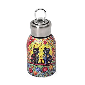 Livmore Cats and Flowers Pattern 260ml Double Wall Stainless Steel Water Bottle