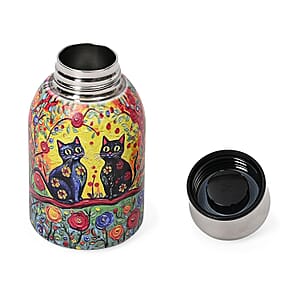 Livmore Cats and Flowers Pattern 260ml Double Wall Stainless Steel Water Bottle