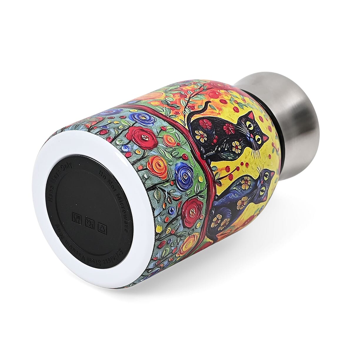 Livmore Cats and Flowers Pattern 260ml Double Wall Stainless Steel Water Bottle image number 4