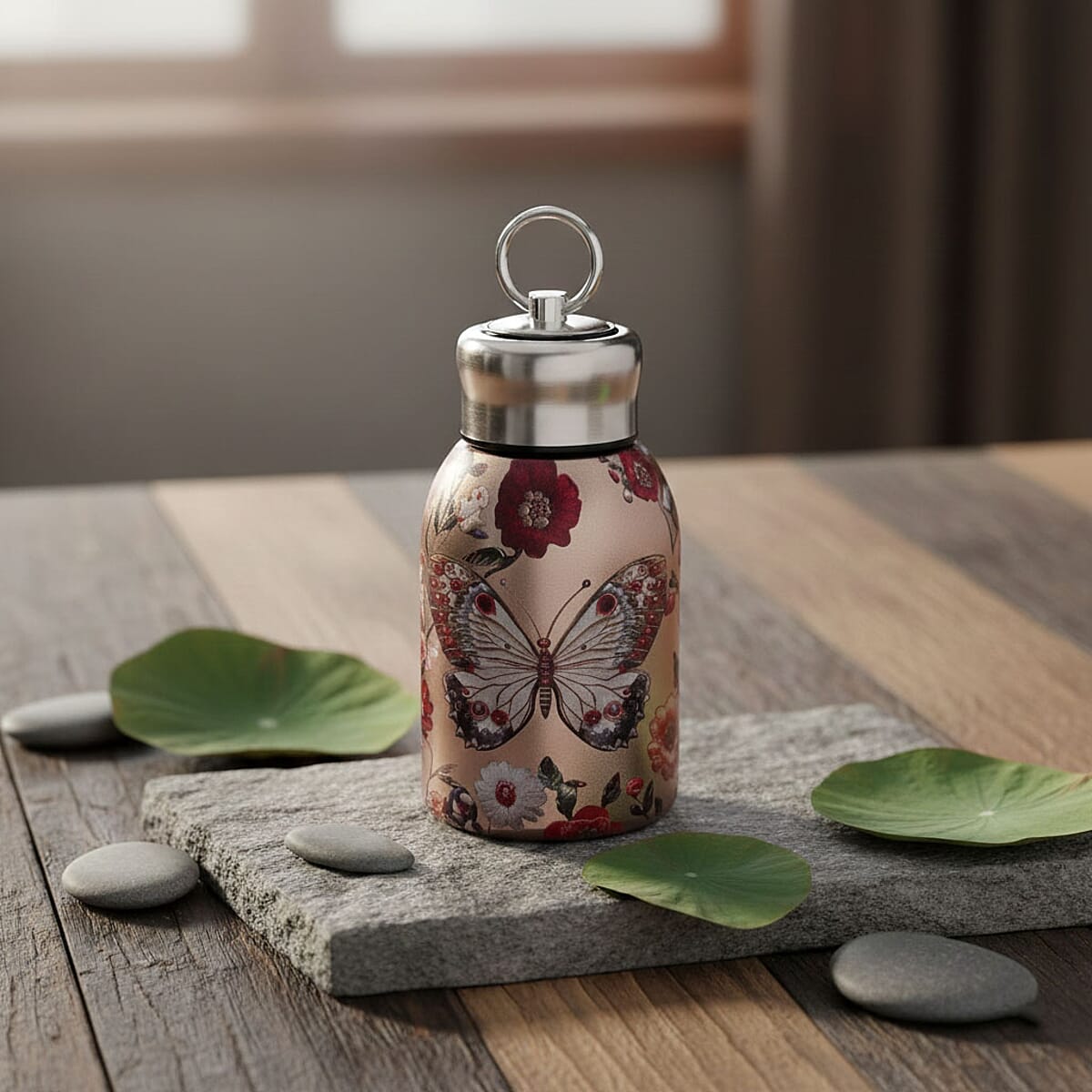 Butterfly Pattern 260ml Double Wall Stainless Steel Water Bottle image number 1