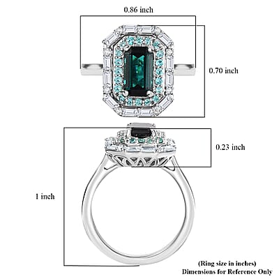Certified & Appraised Rhapsody 950 Platinum AAAA Monte Belo Indicolite, Paraiba Tourmaline and Diamond (E-F, VS2) (0.30 cts) Ring (Size 11.0) (9.10 g) 2.85 ctw