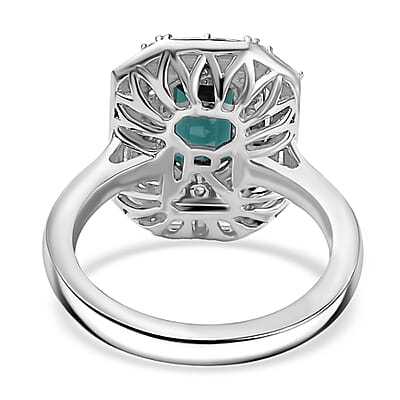 Certified & Appraised Rhapsody 950 Platinum AAAA Monte Belo Indicolite, Paraiba Tourmaline and Diamond (E-F, VS2) (0.30 cts) Ring (Size 12.0) (9.10 g) 2.85 ctw