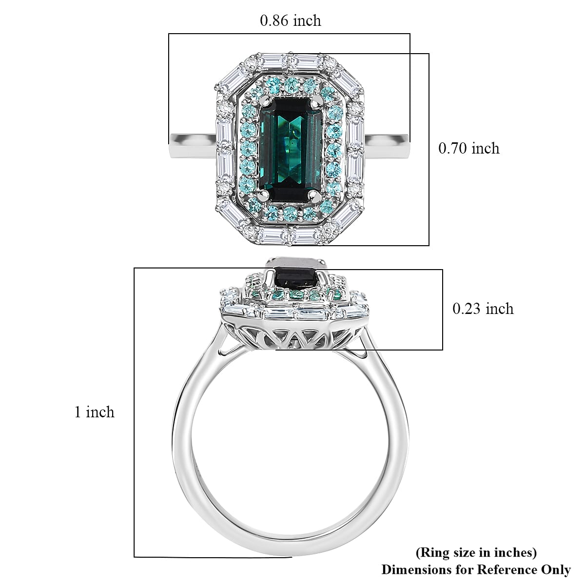 Certified & Appraised Rhapsody AAAA Monte Belo Indicolite, Paraiba Tourmaline and E-F VS2 Diamond 2.85 ctw Ring in 950 Platinum (Size 8.0) 9.10 Grams image number 5