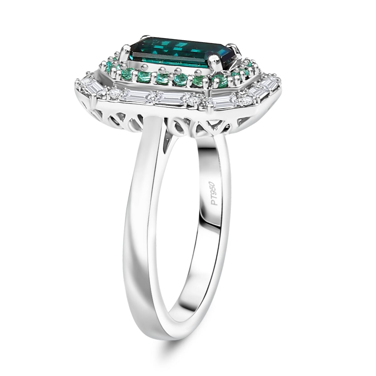 Rhapsody 950 Platinum AAAA Monte Belo Indicolite, Paraiba Tourmaline and Diamond (E-F, VS2) (0.30 cts) Ring (Size 9.0) (9.10 g) 2.85 ctw image number 3