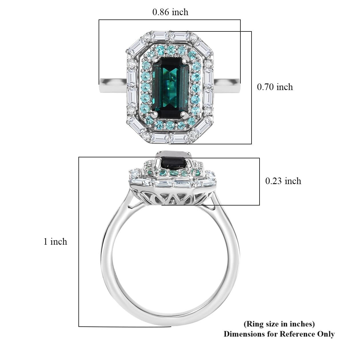 Rhapsody 950 Platinum AAAA Monte Belo Indicolite, Paraiba Tourmaline and Diamond (E-F, VS2) (0.30 cts) Ring (Size 9.0) (9.10 g) 2.85 ctw image number 5