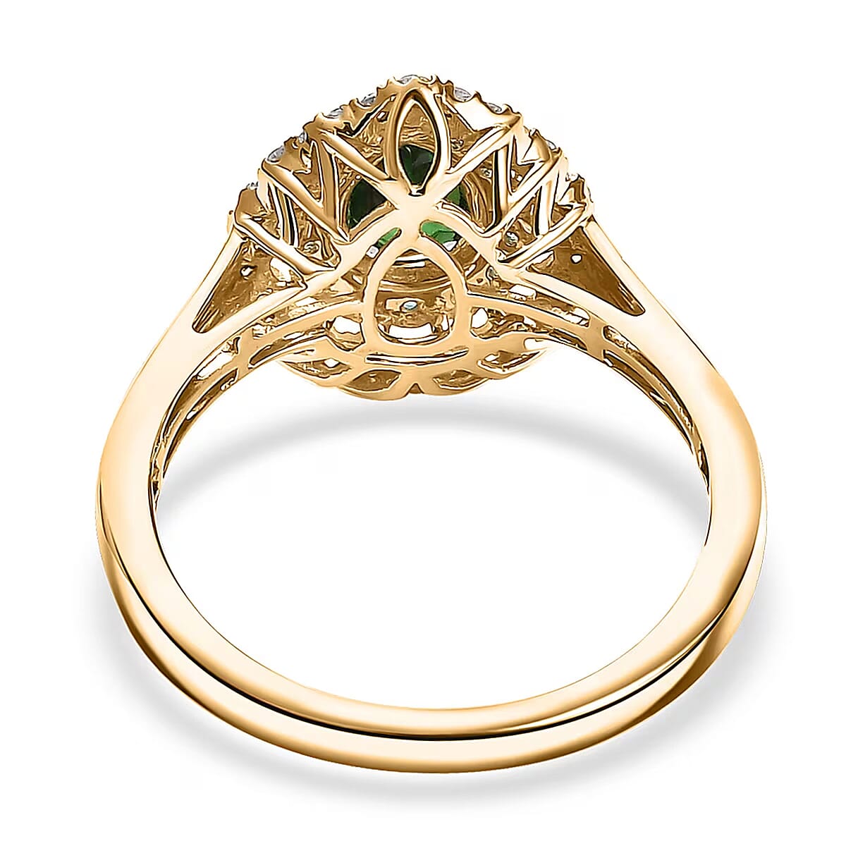 Certified & Appraised Luxoro AAA Tsavorite Garnet, AAAA Paraiba Tourmaline and Diamond E-F I2 1.75 ctw Ring in 14K Yellow Gold (Size 10.0) image number 6