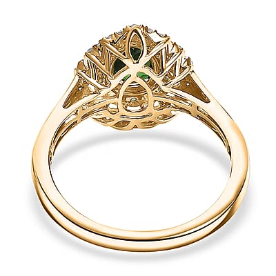 Certified & Appraised Luxoro AAA Tsavorite Garnet, AAAA Paraiba Tourmaline and Diamond E-F I2 1.75 ctw Ring in 14K Yellow Gold (Size 12.0)