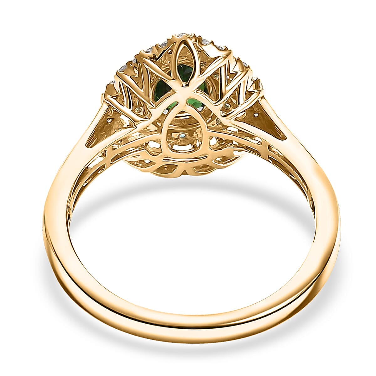 Certified & Appraised Luxoro AAA Tsavorite Garnet, AAAA Paraiba Tourmaline and Diamond E-F I2 1.75 ctw Ring in 14K Yellow Gold (Size 6.5) image number 4