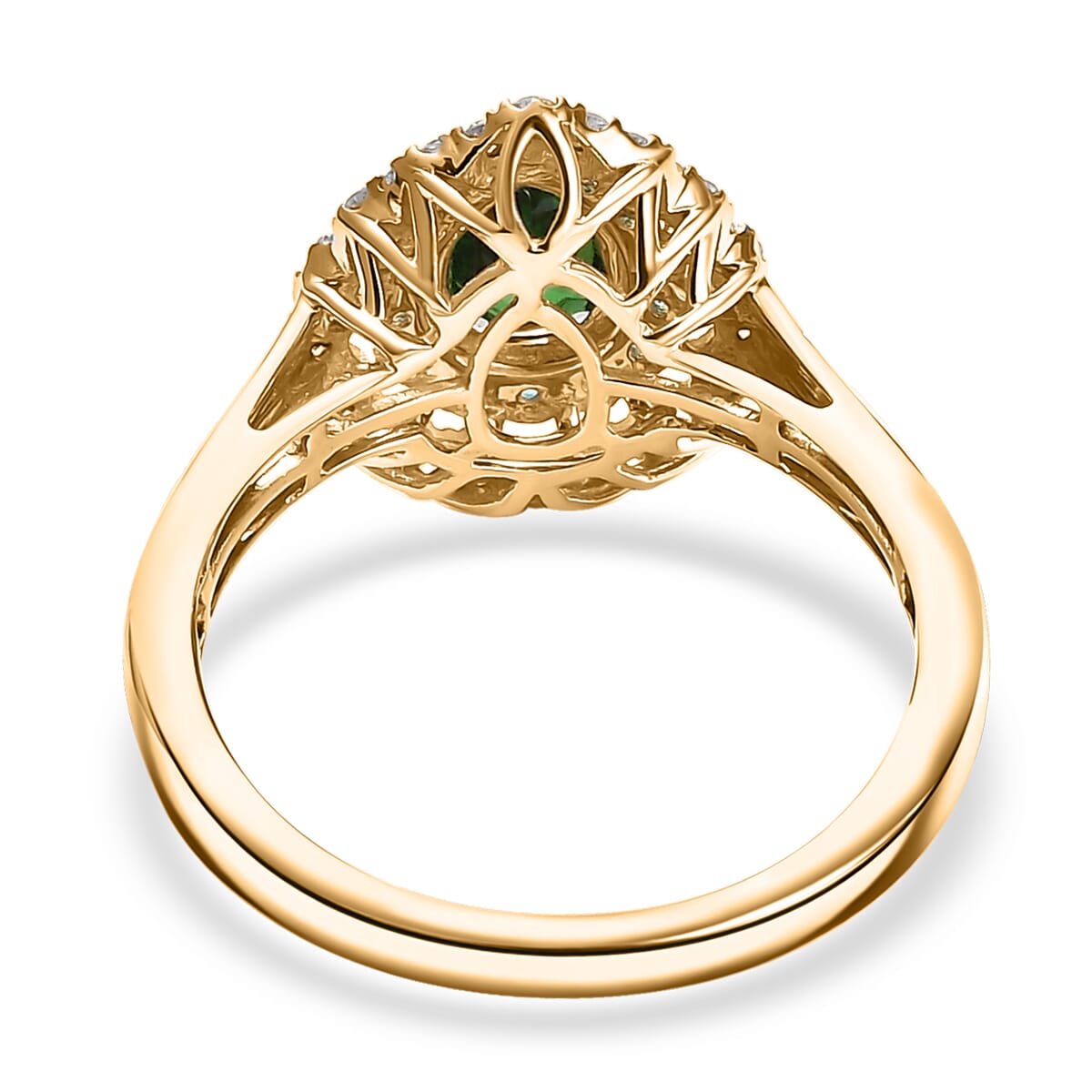 Certified & Appraised Luxoro AAA Tsavorite Garnet, AAAA Paraiba Tourmaline and Diamond E-F I2 1.75 ctw Ring in 14K Yellow Gold (Size 7.0) image number 4