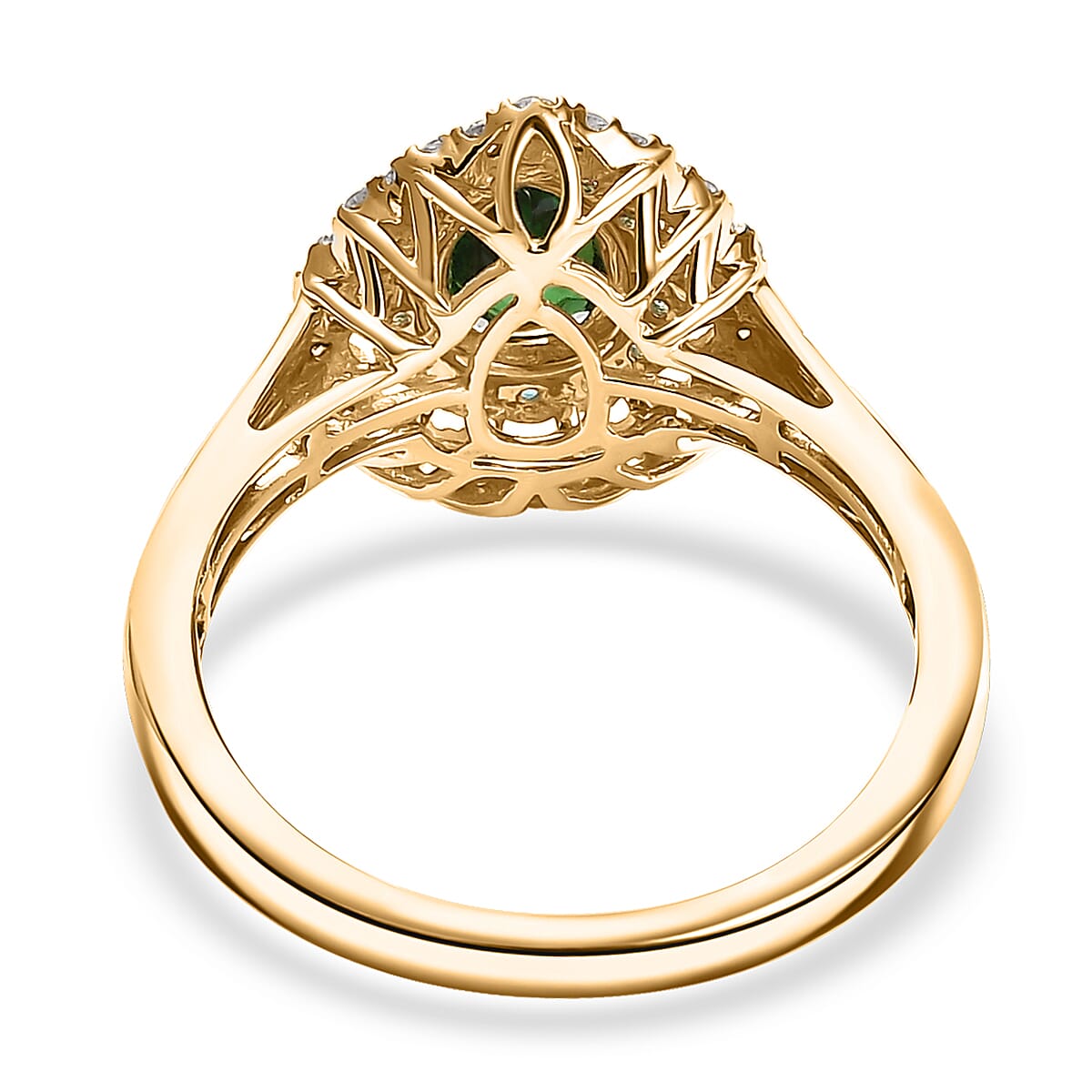 Certified & Appraised Luxoro AAA Tsavorite Garnet, AAAA Paraiba Tourmaline and Diamond E-F I2 1.75 ctw Ring in 14K Yellow Gold (Size 7.5) image number 4