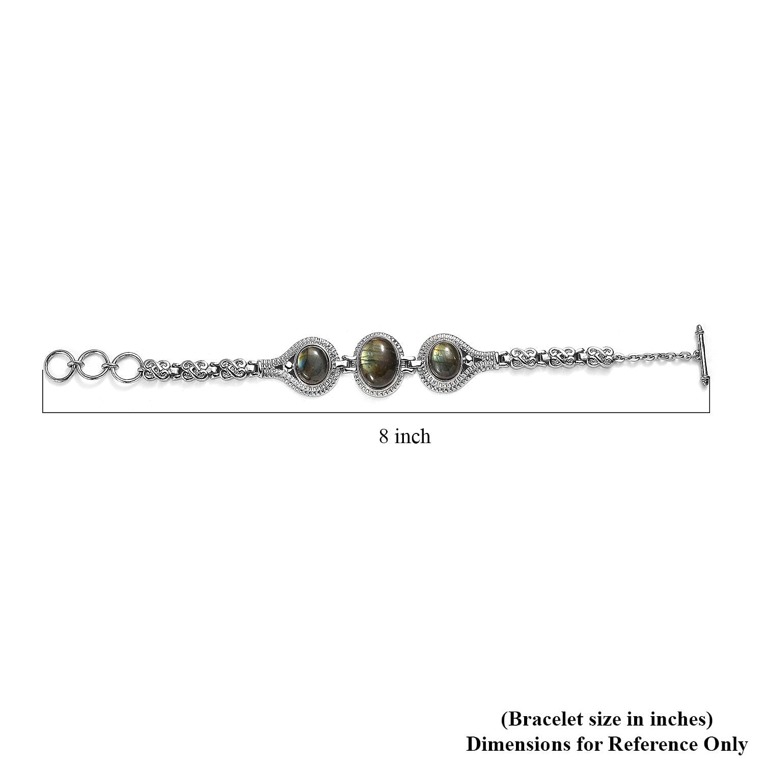 Madagascar Fire Labradorite 22.50 ctw Bracelet in Stainless Steel (6.50-8.0In)