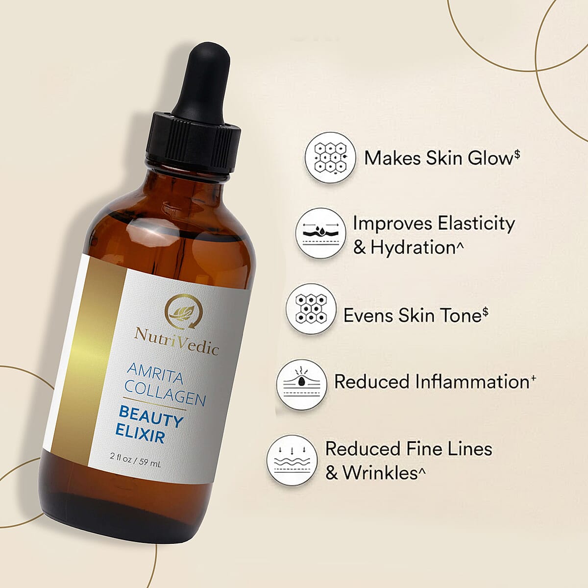 NutriVedic Amrita Collagen Beauty Elixir Supplement (2oz) Made in US (Ships in 5-7 Days) image number 3