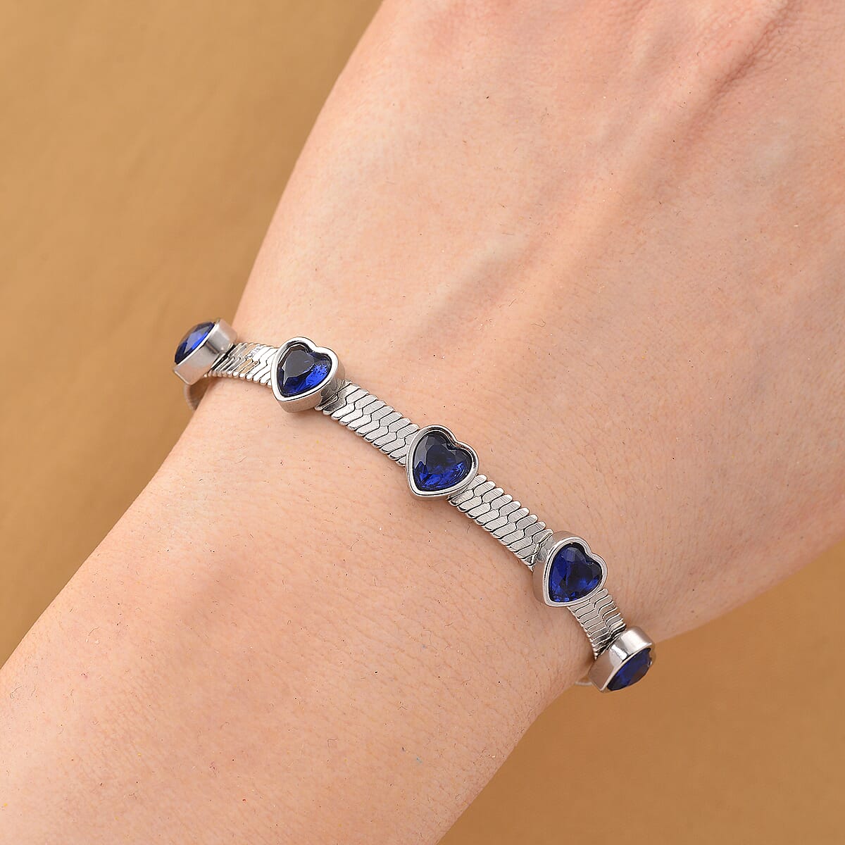 EverTrue Quintessence of Love Blue Austrian Crystal Bracelet in Stainless Steel (7.50-9.0In) image number 1
