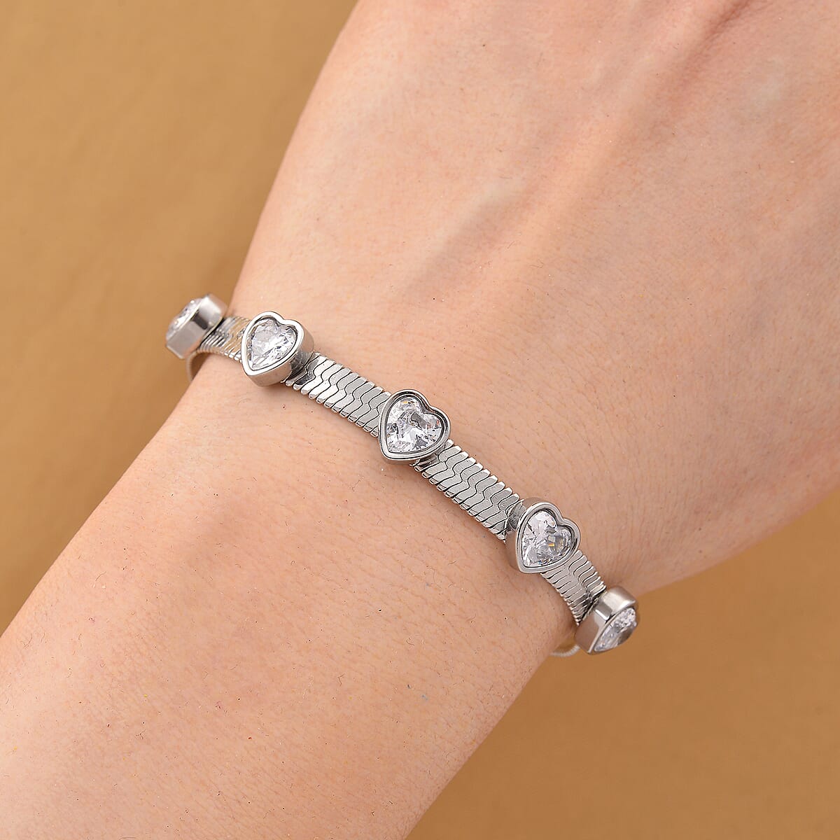 EverTrue Quintessence of Love Austrian Crystal Bracelet in Stainless Steel (7.50-9.0In) image number 1