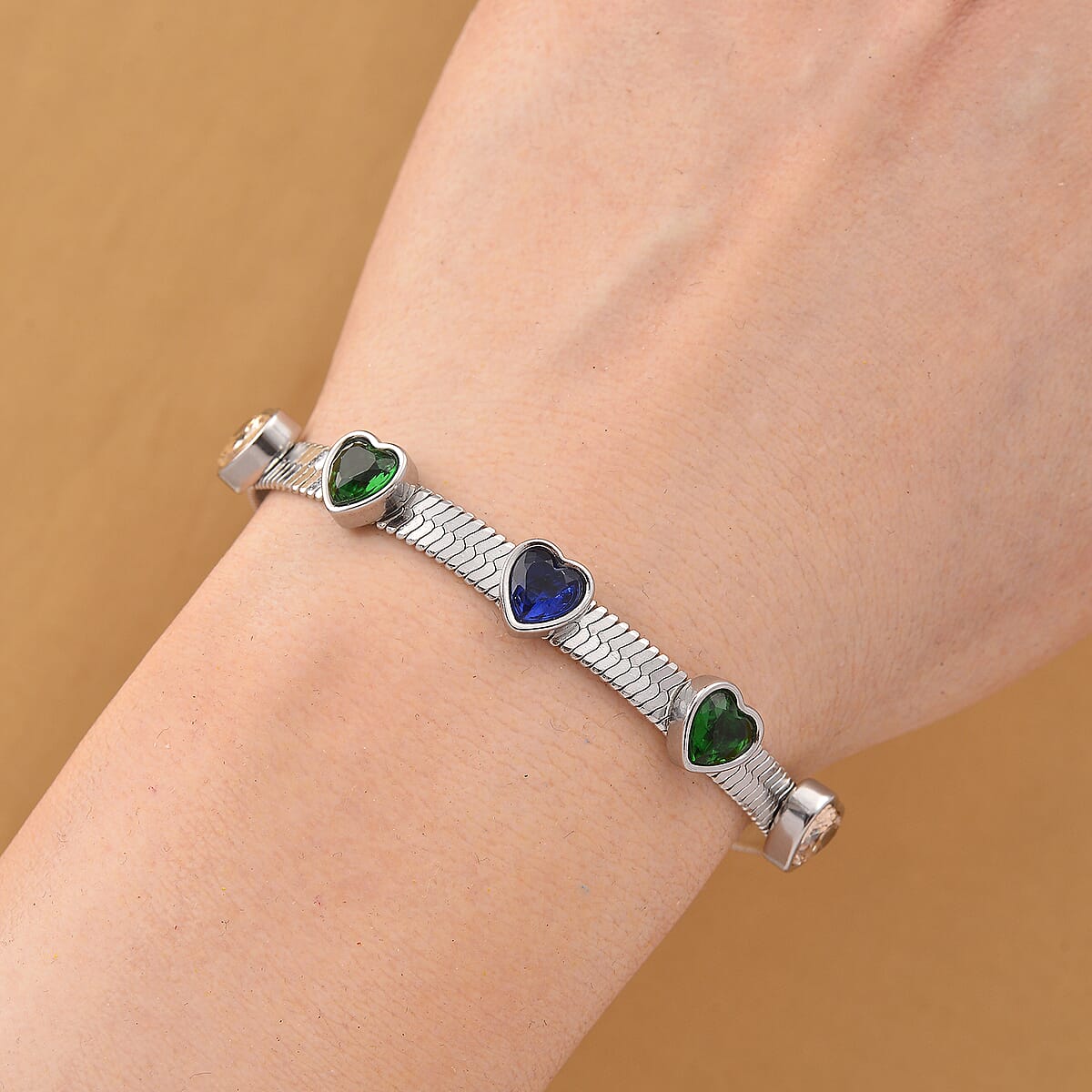 EverTrue “Quintessence of Love” Multi Color Austrian Crystal Bracelet in Stainless Steel (7.50-9.0In) image number 1