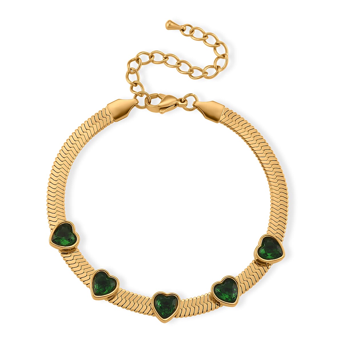 EverTrue “Quintessence of Love” Green Austrian Crystal Bracelet in ION Plated YG Stainless Steel (7.50-9.0In) image number 0