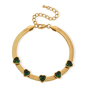 EverTrue “Quintessence of Love” Green Austrian Crystal Bracelet in ION Plated YG Stainless Steel (7.50-9.0In)