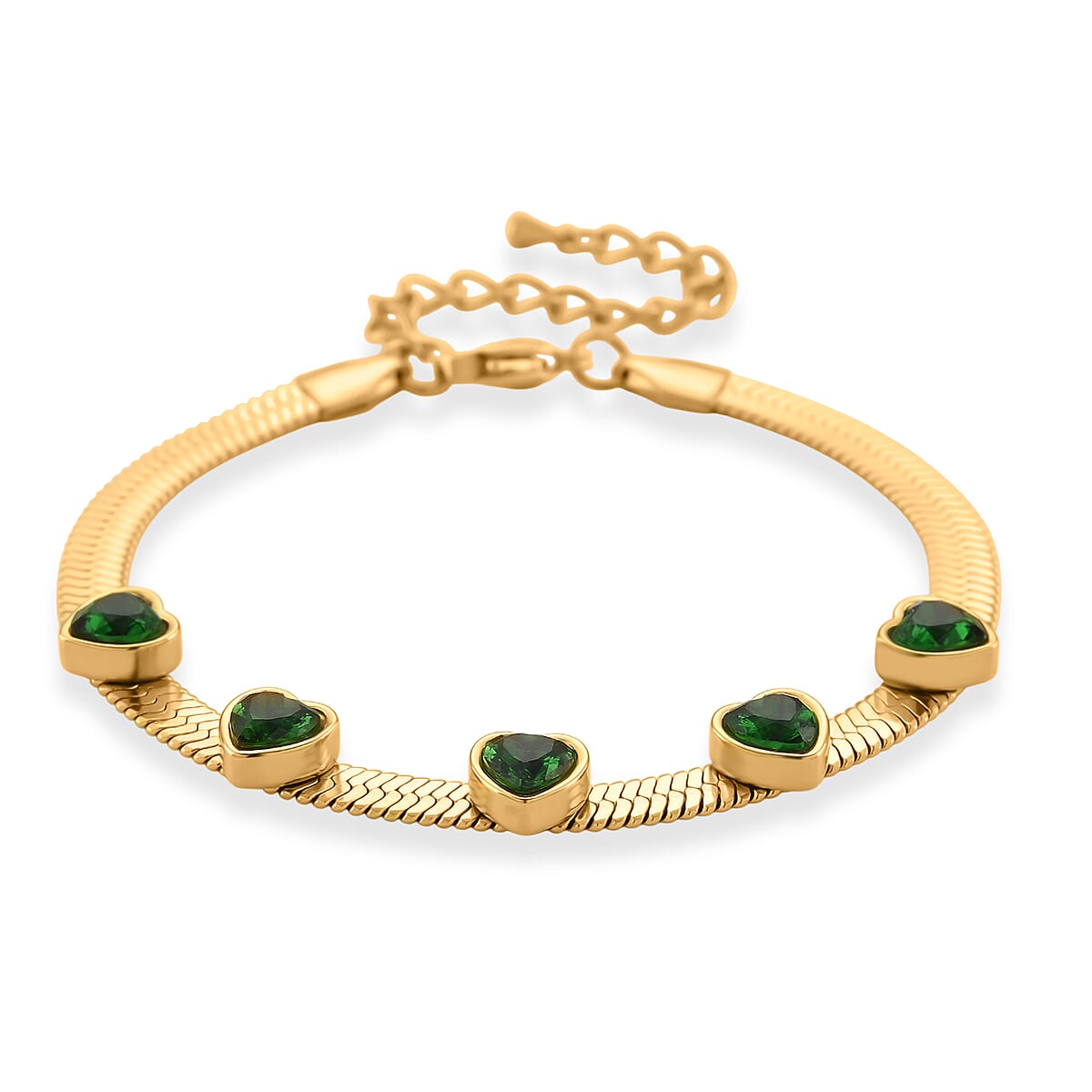EverTrue “Quintessence of Love” Green Austrian Crystal Bracelet in ION Plated YG Stainless Steel (7.50-9.0In) image number 2