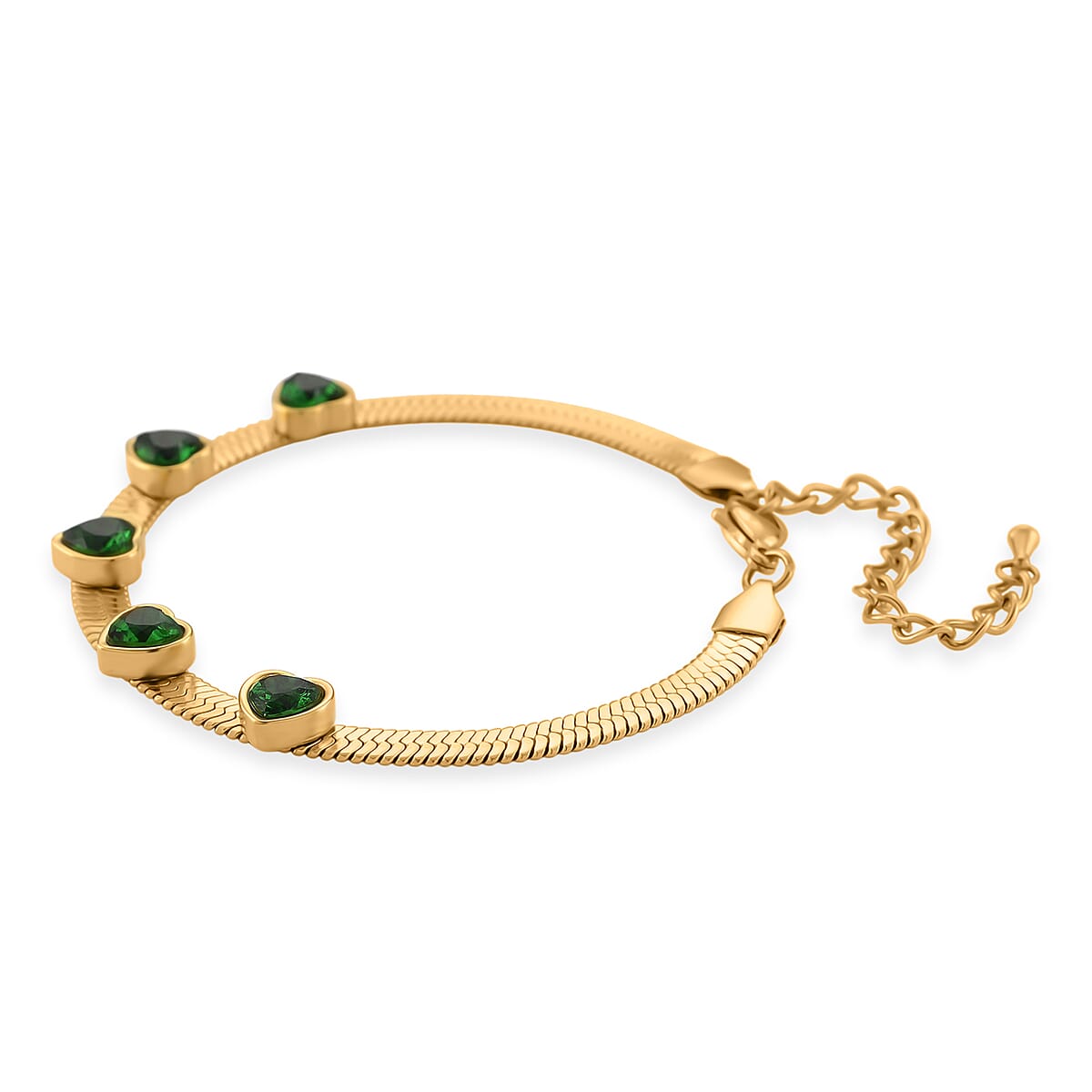 EverTrue “Quintessence of Love” Green Austrian Crystal Bracelet in ION Plated YG Stainless Steel (7.50-9.0In) image number 3