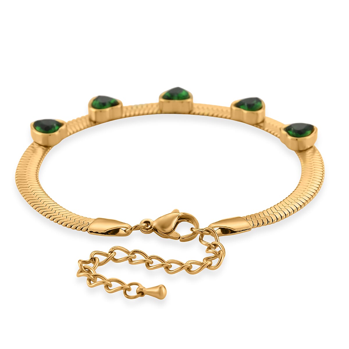 EverTrue “Quintessence of Love” Green Austrian Crystal Bracelet in ION Plated YG Stainless Steel (7.50-9.0In) image number 4
