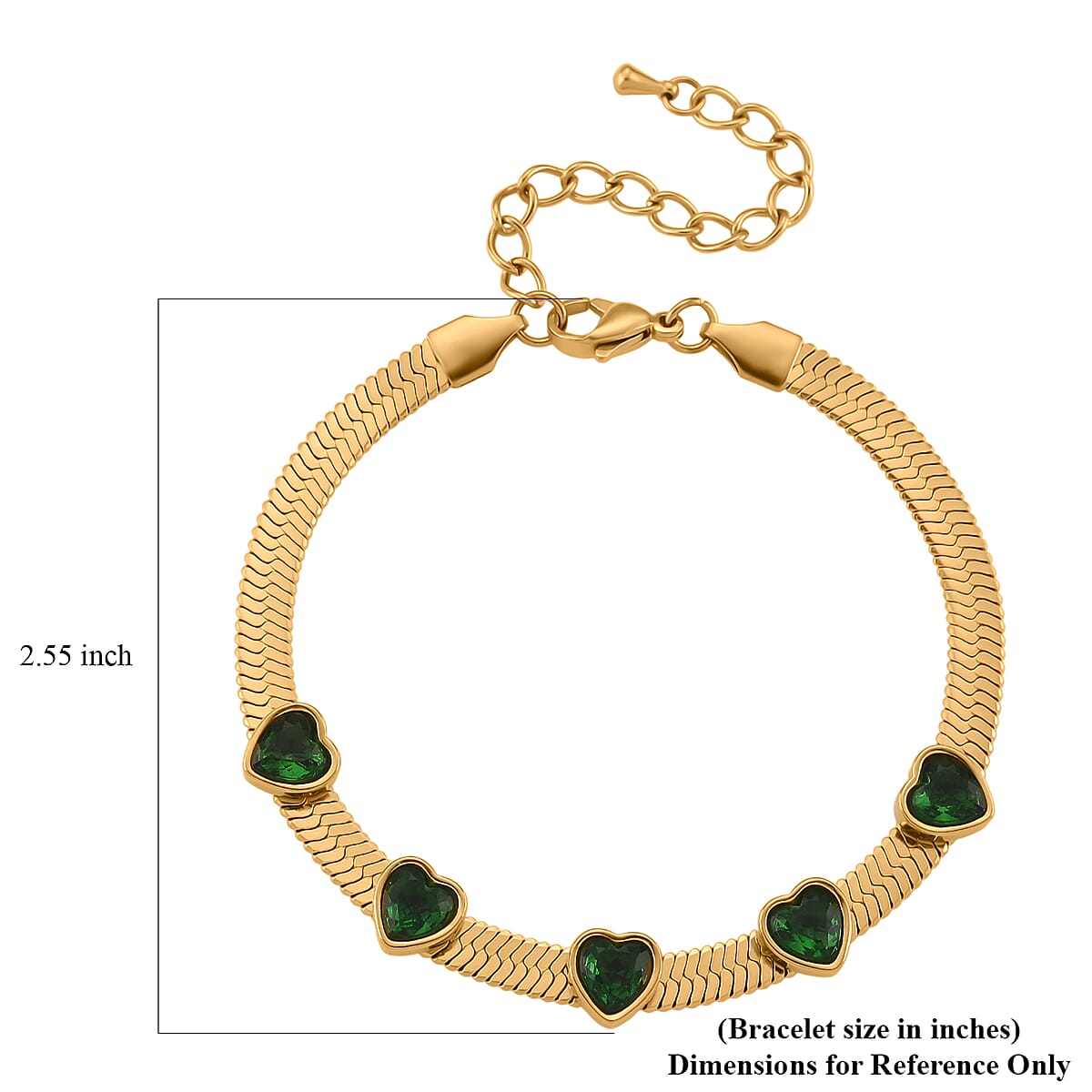 EverTrue “Quintessence of Love” Green Austrian Crystal Bracelet in ION Plated YG Stainless Steel (7.50-9.0In) image number 6