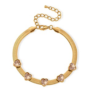 EverTrue Quintessence of Love Champagne Austrian Crystal Bracelet in ION Plated YG Stainless Steel (7.50-9.0In)