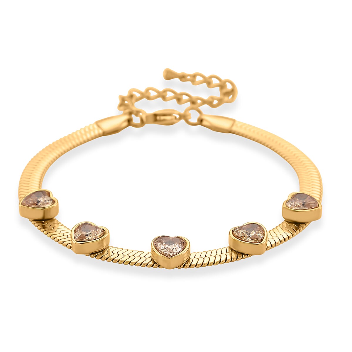 EverTrue Quintessence of Love Champagne Austrian Crystal Bracelet in ION Plated YG Stainless Steel (7.50-9.0In) image number 2