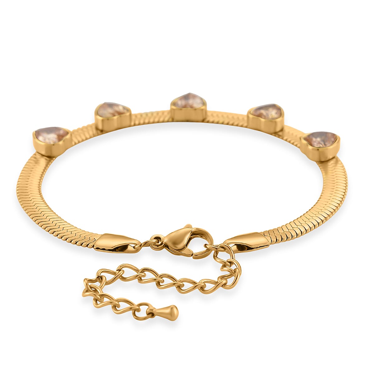 EverTrue Quintessence of Love Champagne Austrian Crystal Bracelet in ION Plated YG Stainless Steel (7.50-9.0In) image number 4