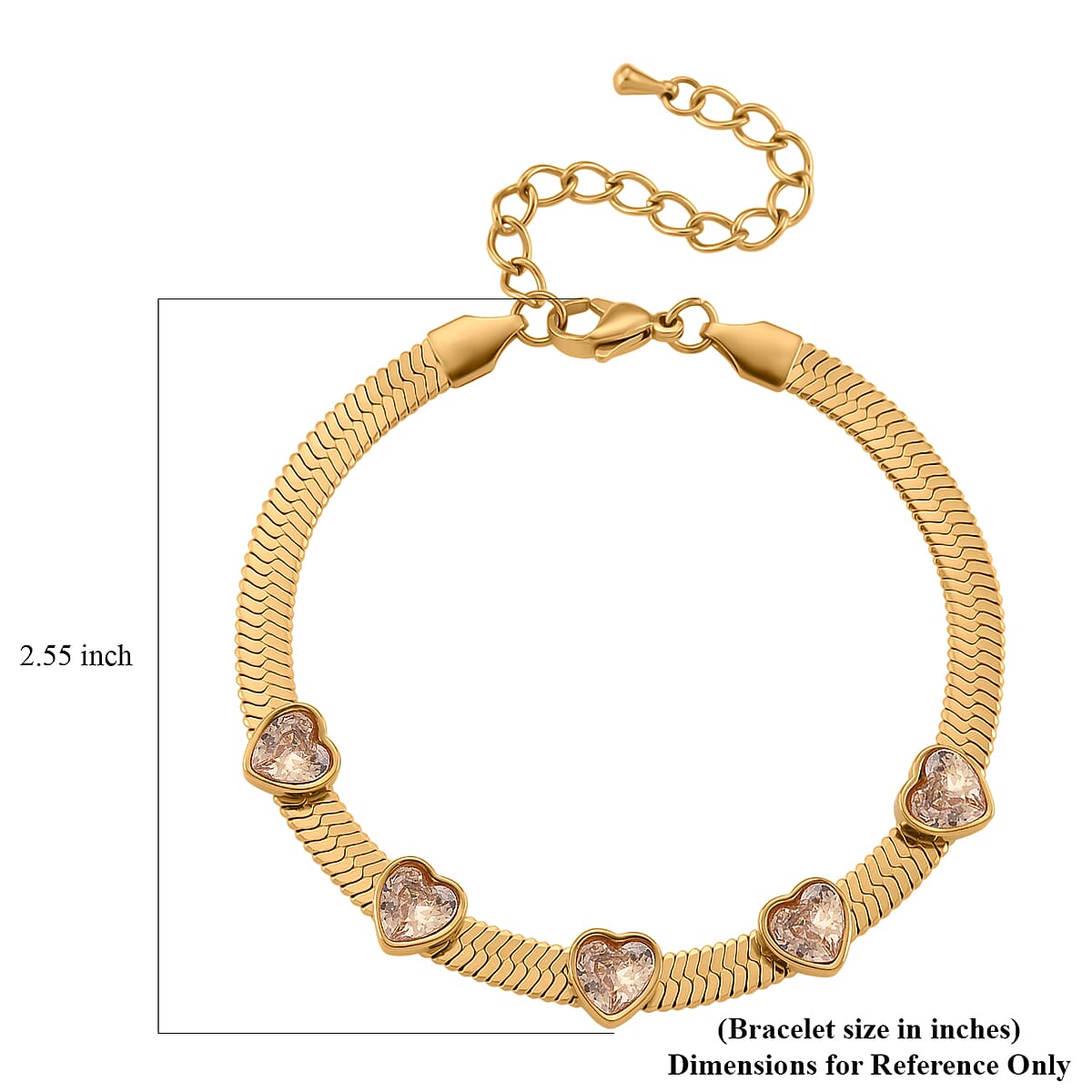 EverTrue Quintessence of Love Champagne Austrian Crystal Bracelet in ION Plated YG Stainless Steel (7.50-9.0In) image number 6