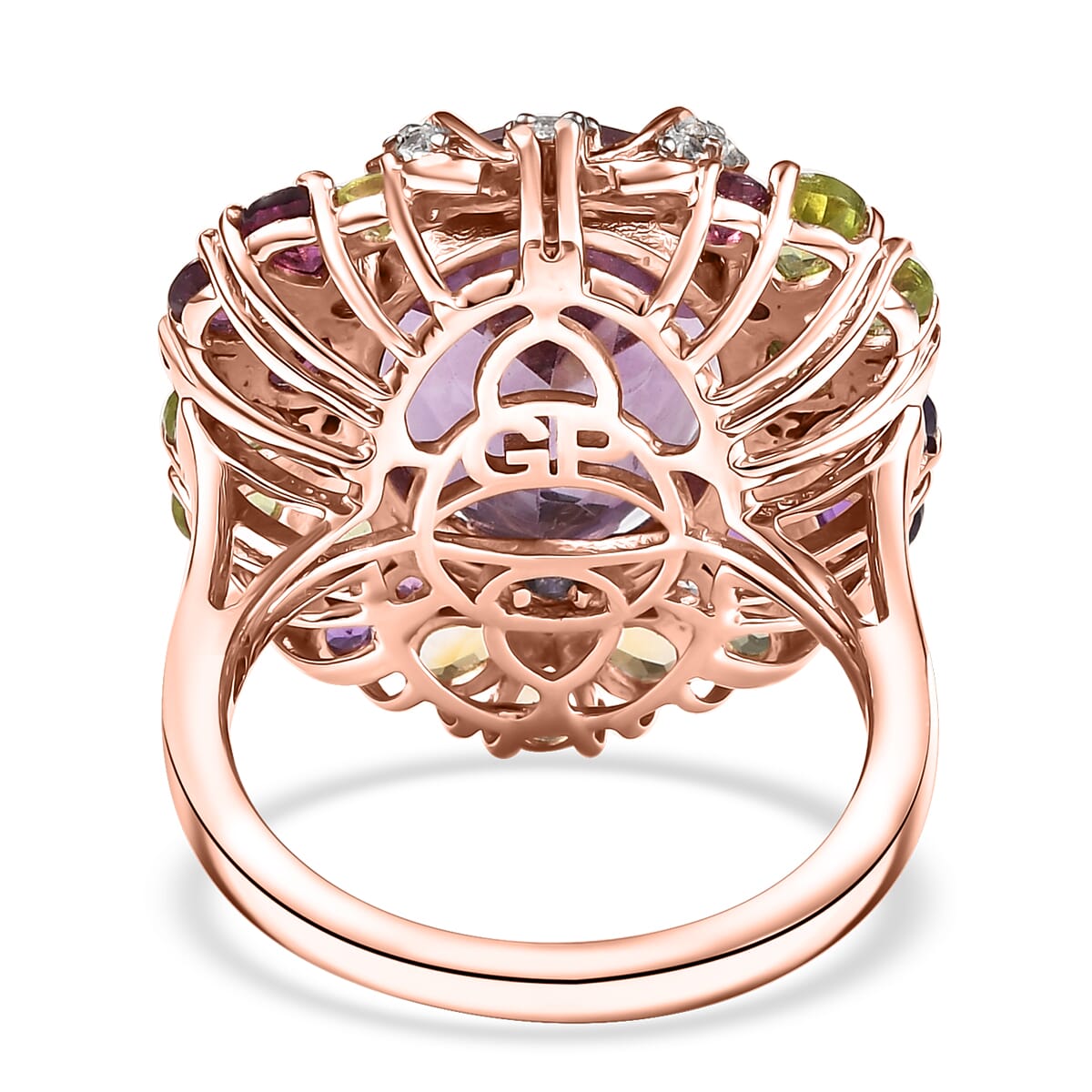 GP Italian Garden Collection Rose De France Amethyst, Multi Gemstones 12.90 ctw Ring in 18K Vermeil Rose Gold Over Sterling Silver (Size 10.0) image number 4