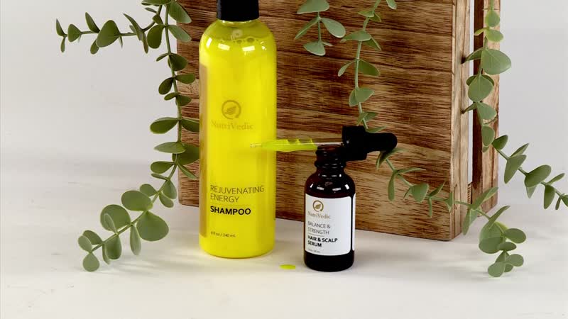 NutriVedic Rejuvenating Energy Shampoo (8 oz) with Hair & Scalp Serum (1oz) Made in US
