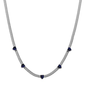 EverTrue “Quintessence of Love”Blue Austrian Crystal Station Choker in ION Plated Stainless Steel 20-22 Inches