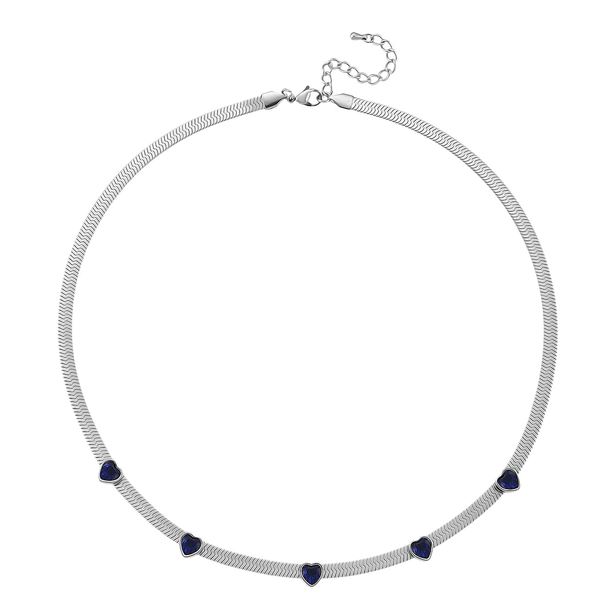 EverTrue “Quintessence of Love”Blue Austrian Crystal Station Choker in ION Plated Stainless Steel 20-22 Inches image number 2