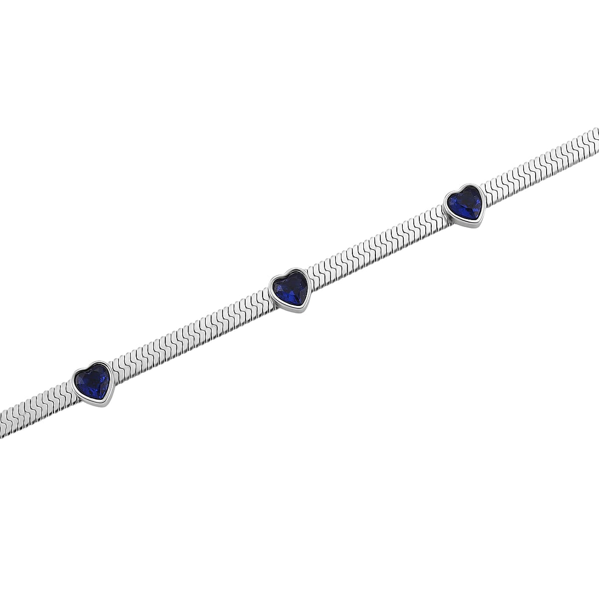 EverTrue “Quintessence of Love”Blue Austrian Crystal Station Choker in ION Plated Stainless Steel 20-22 Inches image number 3