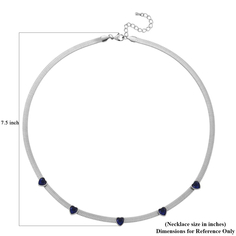 EverTrue “Quintessence of Love”Blue Austrian Crystal Station Choker in ION Plated Stainless Steel 20-22 Inches