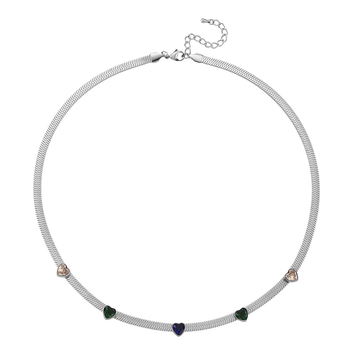 EverTrue “Quintessence of Love” Multi Color Austrian Crystal Station Choker in ION Plated Stainless Steel 20-22 Inches image number 2