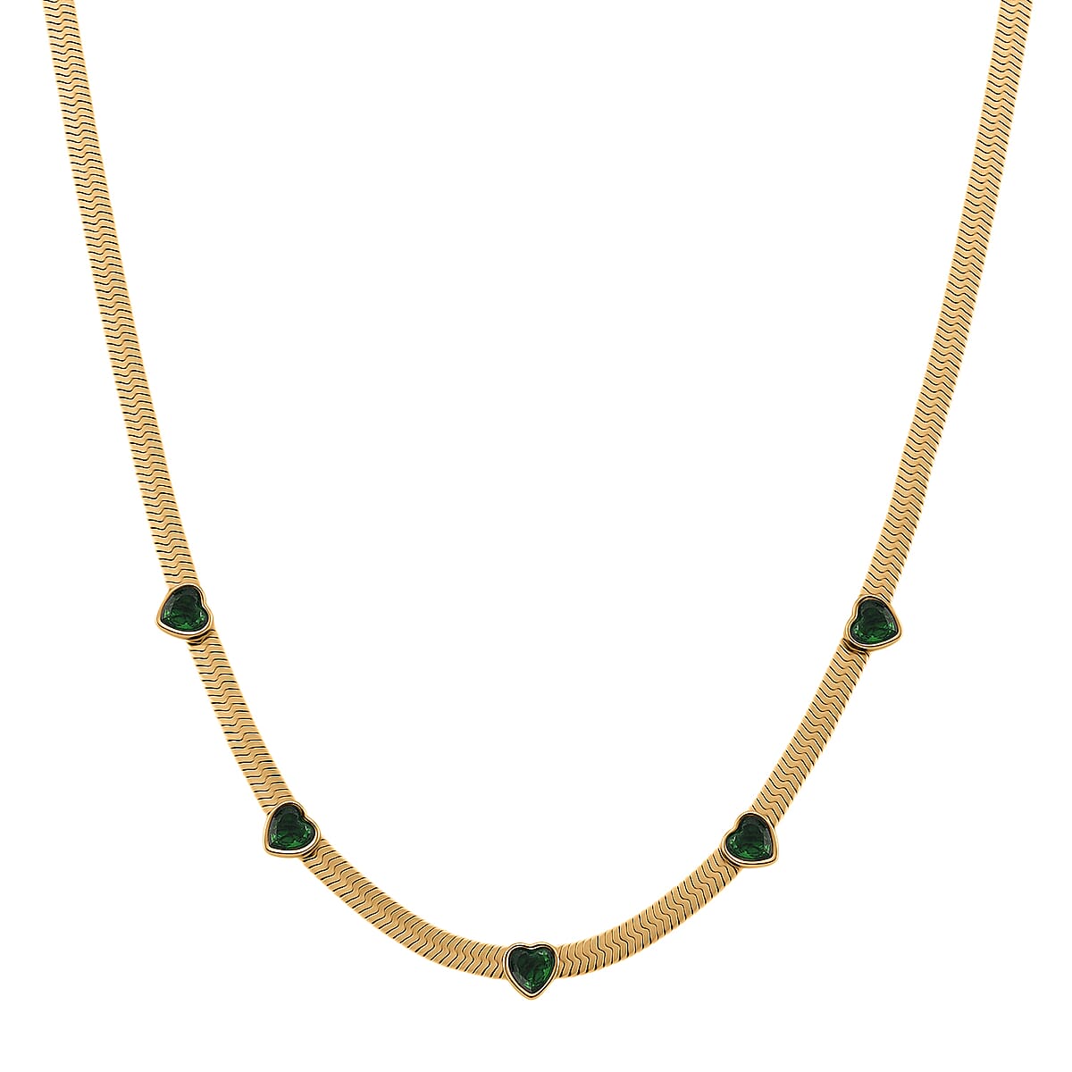 EverTrue “Quintessence of Love” Green Austrian Crystal Station Choker in ION Plated Yellow Gold Stainless Steel 20-22 Inches image number 0