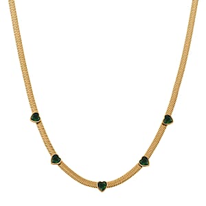 EverTrue “Quintessence of Love” Green Austrian Crystal Station Choker in ION Plated Yellow Gold Stainless Steel 20-22 Inches