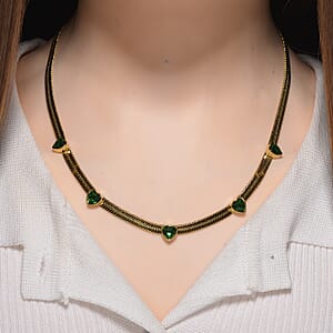 EverTrue &ldquo;Quintessence of Love&rdquo; Green Austrian Crystal Station Choker in ION Plated Yellow Gold Stainless Steel 20-22 Inches