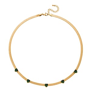 EverTrue &ldquo;Quintessence of Love&rdquo; Green Austrian Crystal Station Choker in ION Plated Yellow Gold Stainless Steel 20-22 Inches