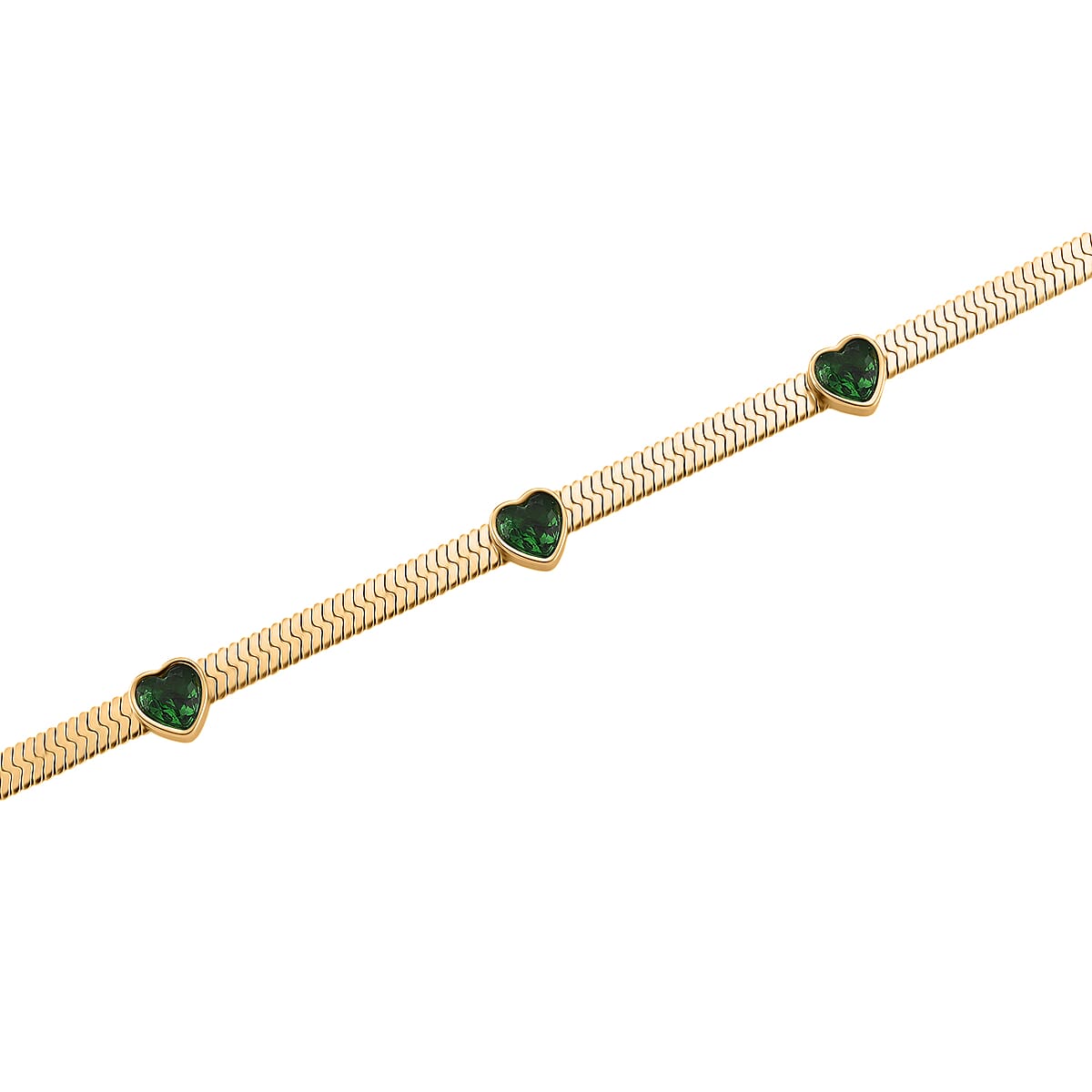 EverTrue “Quintessence of Love” Green Austrian Crystal Station Choker in ION Plated Yellow Gold Stainless Steel 20-22 Inches image number 3