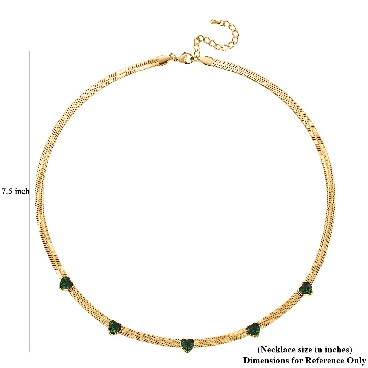 EverTrue “Quintessence of Love” Green Austrian Crystal Station Choker in ION Plated Yellow Gold Stainless Steel 20-22 Inches image number 5