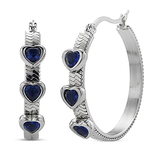 EverTrue Quintessence of Love Blue Austrian Crystal Hoop Earrings in Stainless Steel