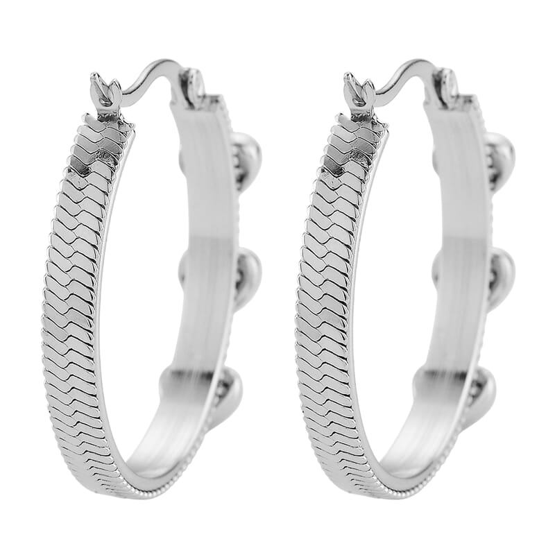 EverTrue Quintessence of Love Blue Austrian Crystal Hoop Earrings in Stainless Steel