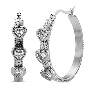 EverTrue Quintessence of Love Austrian Crystal Hoop Earrings in Stainless Steel
