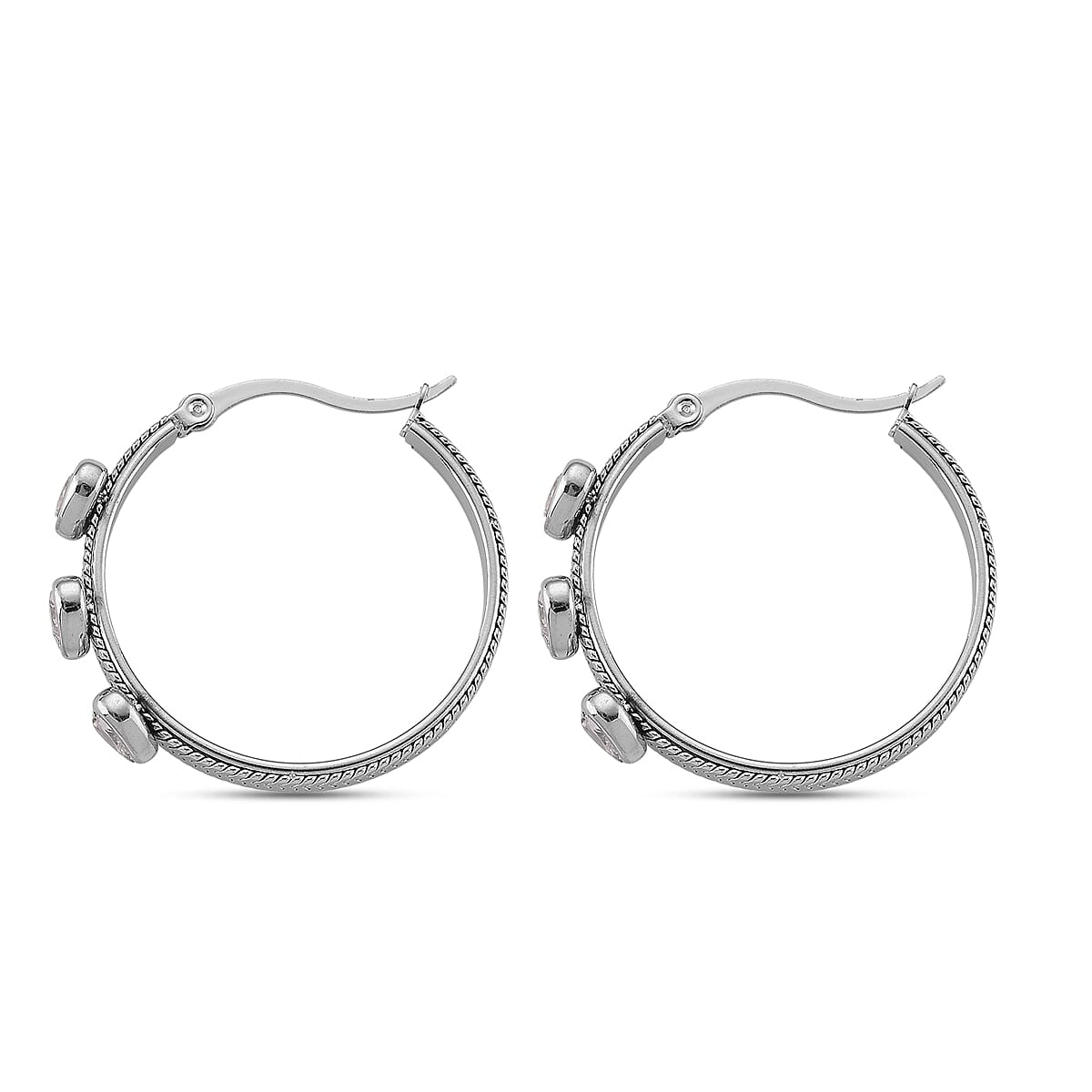 EverTrue Quintessence of Love Austrian Crystal Hoop Earrings in Stainless Steel image number 3